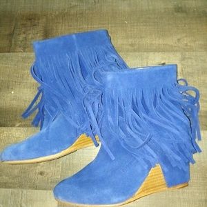Fringe Wedge Booties